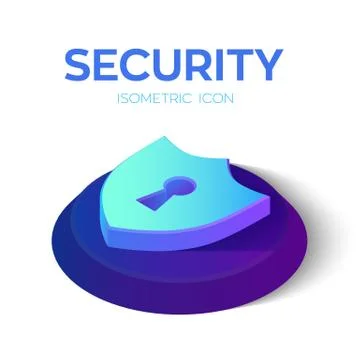 Security Shield Isometric Icon. 3D Isometric Security Shield Sign. Created Fo Stock Illustration