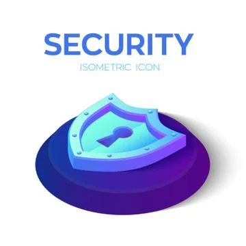 Security Shield Isometric Icon. 3D Isometric Security Shield Sign. Created Fo Stock Illustration