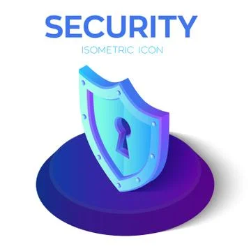 Security Shield Isometric Icon. 3D Isometric Security Shield Sign. Created Fo Stock Illustration