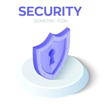 Security Shield Isometric Icon. 3D Isometric Security Shield Sign. Created Fo Stock Illustration