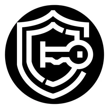 Security shield with key icon ensuring data protection Stock Illustration