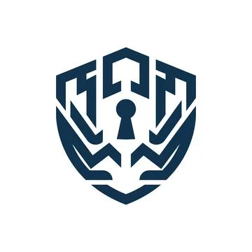 Security Shield Keyhole Logo Design for Cyber Protection Technology Business Stock Illustration