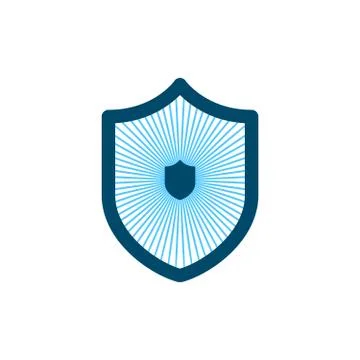 Security shield label, safety icon, secure striped badge. Protection concept Stock Illustration