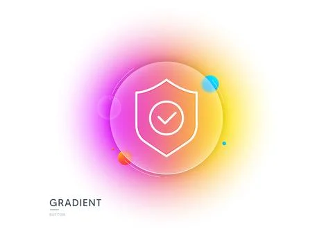 Security shield line icon. Cyber defence sign. Gradient blur button. Vector Illustrazione stock