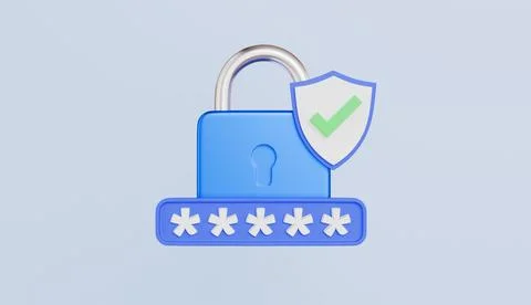 Security shield lock check mark, Security concept padlock login password Stock Illustration