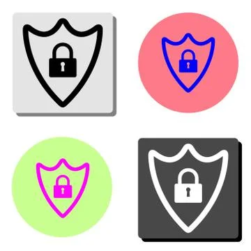 Security shield with lock. flat vector icon Stock Illustration