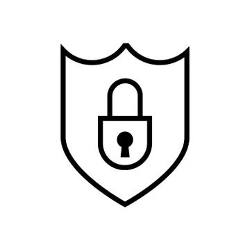 Security shield with lock icon in flat style Stock Illustration