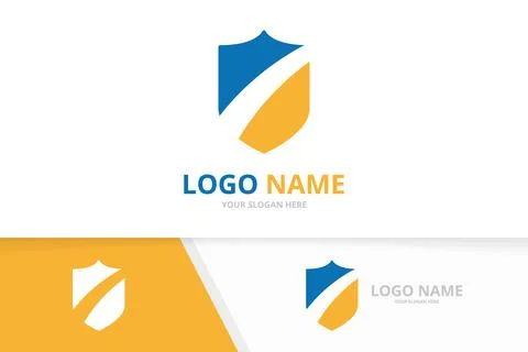Security shield logo design template. Safety, insurance logotype Stock Illustration