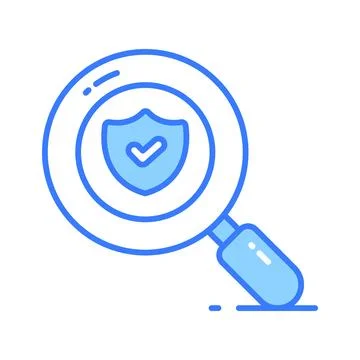 Security shield with magnifier, security search icon, safety check vector design 스톡 일러스트