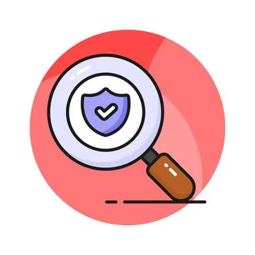 Security shield with magnifier, security search icon, safety check vector design Stock Illustration