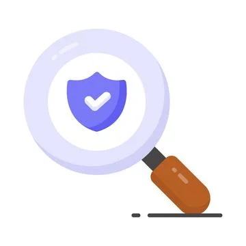 Security shield with magnifier, security search icon, safety check vector design Stock Illustration