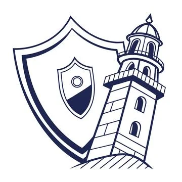 Security Shield Minimal Vector Graphic Stock Illustration