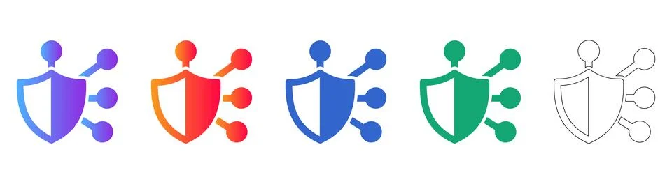 Security Shield Network Icon Set Stock Illustration