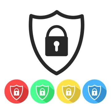 Security shield or virus shield lock line art icon for apps and websites Stock Illustration