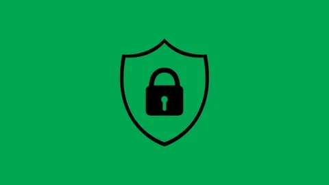 Security shield outline icon animation with locked padlock in black and white Stock Footage 315245097