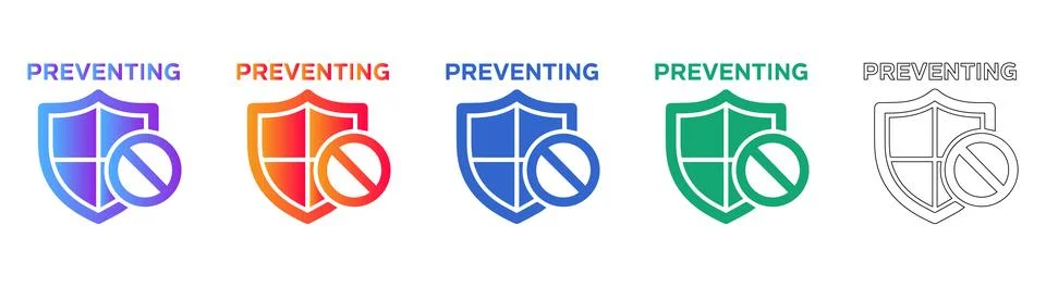 Security Shield Preventing Icons Set Stockillustratie