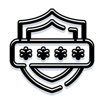 Security shield protecting digital password access Illustrazione stock