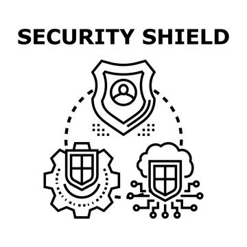 Security shield protecting user data and cloud network Stock Illustration