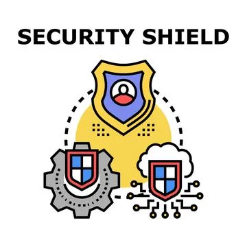 Security shield protecting user data and cloud network Stock Illustration