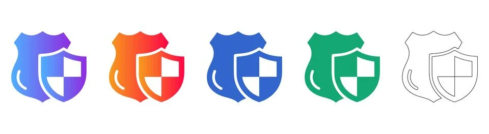 Security Shield Protection Icon Set Stock Illustration