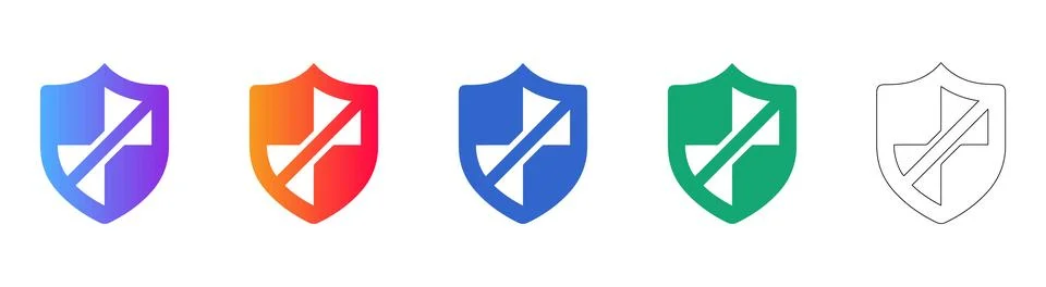 Security Shield Protection Icon Set Illustrazione stock