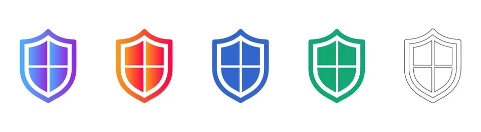Security Shield Protection Icons Illustrazione stock