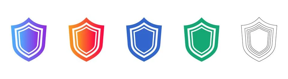 Security Shield Protection Icons Illustrazione stock