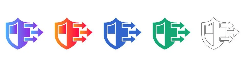 Security Shield Protection Icons Set Stock Illustration