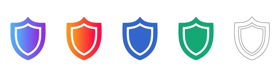 Security Shield Protection Icons Set Stock Illustration