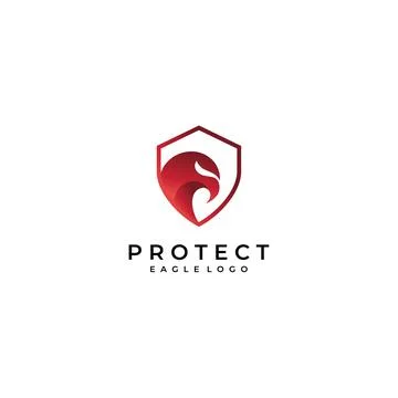Security Shield Red Eagle Logo design Stock Illustration