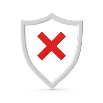 Security Shield with Red X Mark Stock Illustration