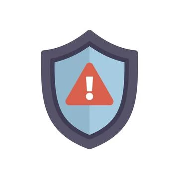 Security shield showing warning sign for protection against attack Stock Illustration
