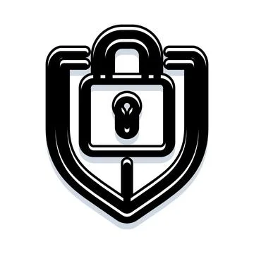 Security shield symbol with locked padlock protecting data イラスト素材