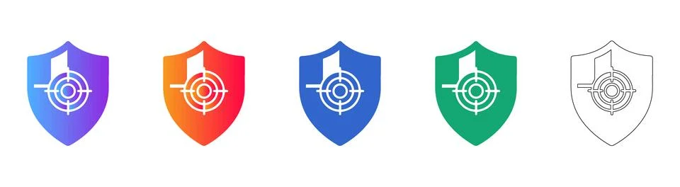 Security Shield Target Icons Stock Illustration