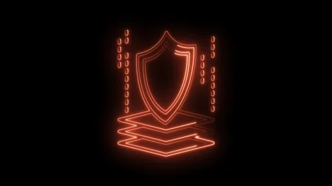 Security shield technology with data layers and connections glowing orange .. Stock Footage 316673204