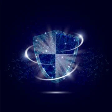 Security shield, vector polygonal art style illustration Stock Illustration