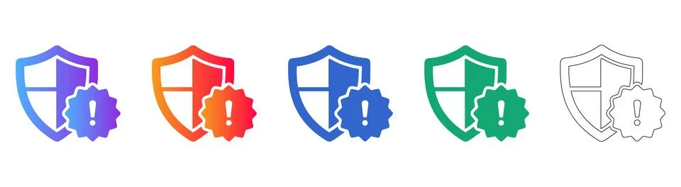 Security Shield Warning Icons Set Stock Illustration