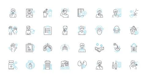Security software linear icons set. Protection, Cybersecurity, Encryption Stock Illustration
