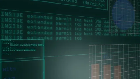 Security software screen on a network firewall animation Stock Footage 185659302
