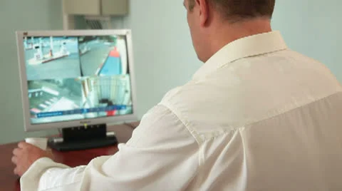 Security Staff at CCTV Stock Footage 24702122