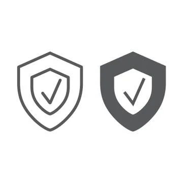 Security status line and glyph icon, safety Stock Illustration