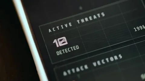 Security status report indicating active threats number. Ethical hacking concept Stock Footage 331127555