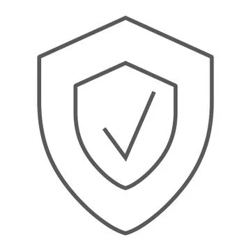 Security status thin line icon, safety and protect Stock Illustration