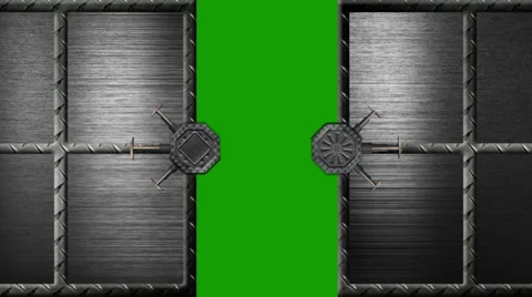 Security steel door opens and closes - green screen Stock Footage 33735066