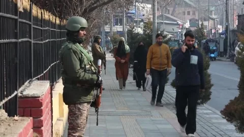 Security stepped up in Srinagar ahead of Republic Day celebrations, INDIA, IN -  動画素材 327126094