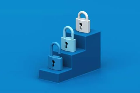 Security Steps, Conceptual representation of security progression, depictin.. Stock Illustration