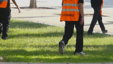 Security Stewards Go To Work Stock Footage 97830610