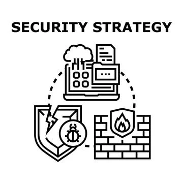 Security strategy protecting digital data against cyber threats Stock Illustration