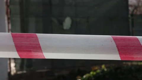 Security strip in the garden swaying with the wind Video stock 171822226