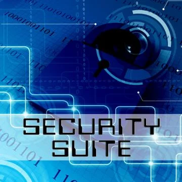 Security Suite Shows Pc Protection 3d Rendering Ilustración de archivo